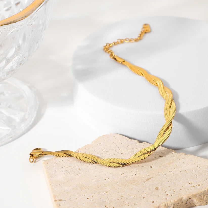 18KT Gold Plated Twisted Silk Bracelet