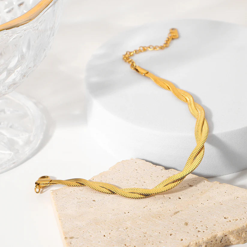 18KT Gold Plated Twisted Silk Bracelet - Atulya Jewellers