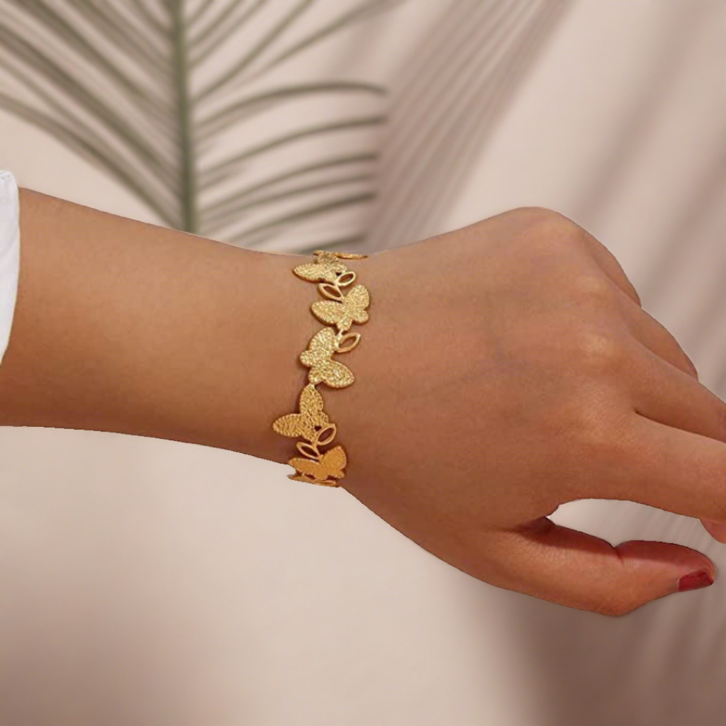 18KT Gold Plated Butterfly Cuff Bracelet - Atulya Jewellers