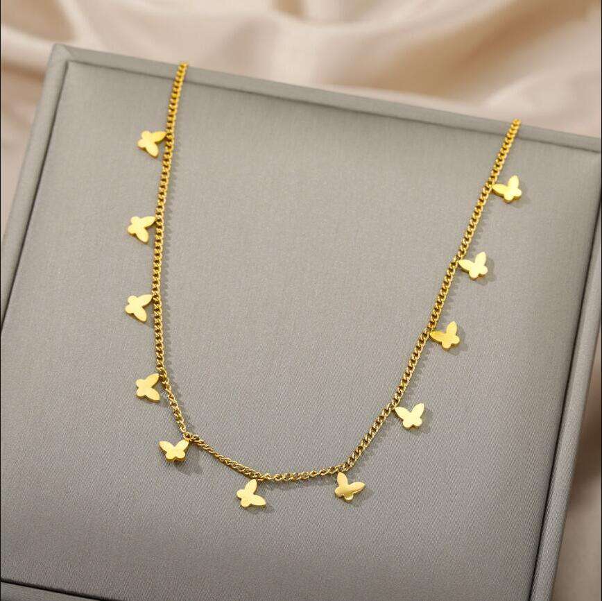 18KT Gold Plated Butterfly Charms Necklace - Atulya Jewellers