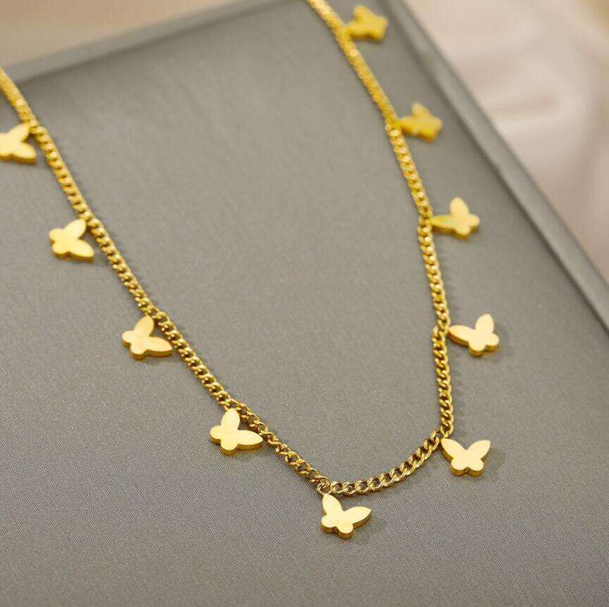 18KT Gold Plated Butterfly Charms Necklace - Atulya Jewellers