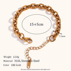 18KT Gold Plated Punky Oval Link Chain Bracelet 15cm - Atulya Jewellers