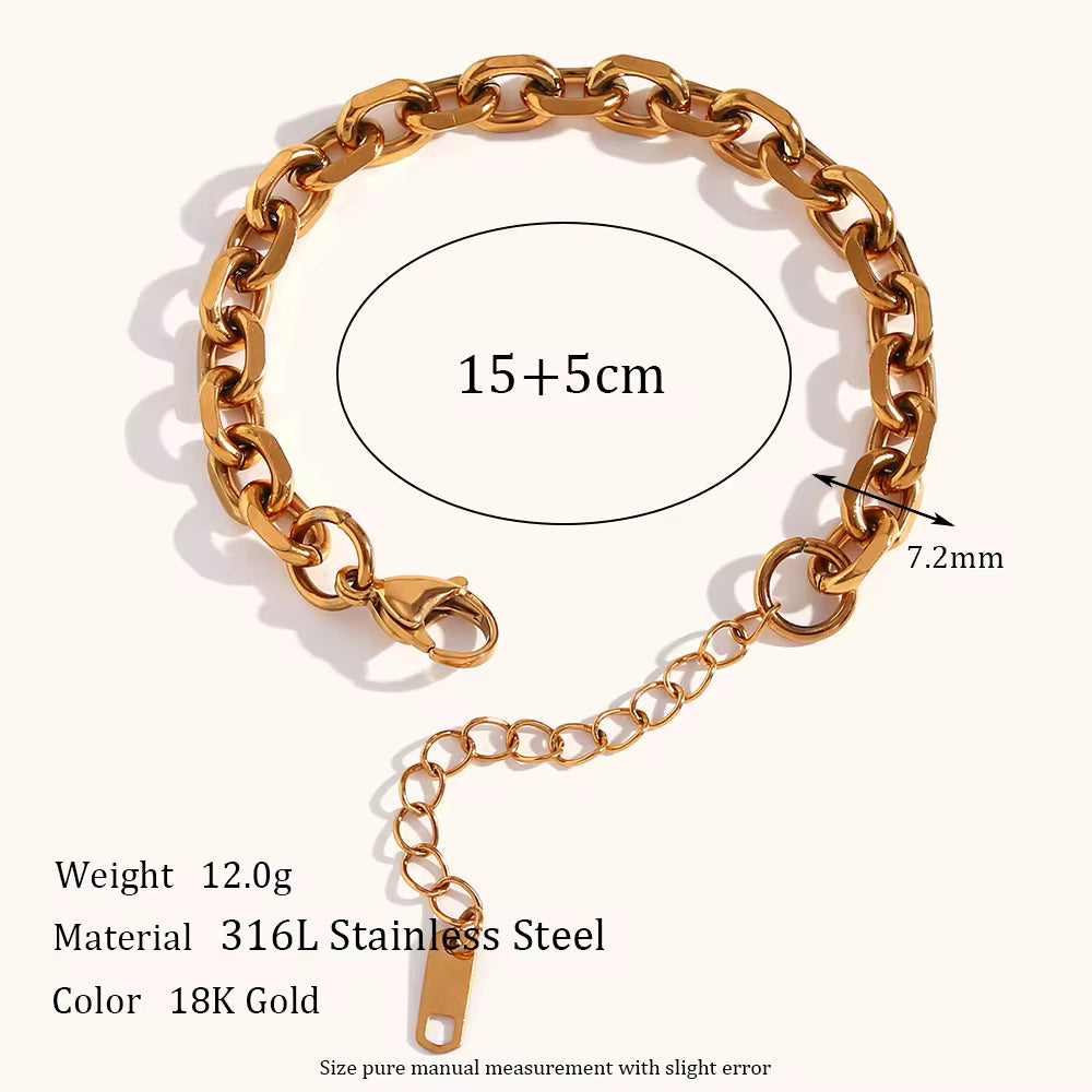 18KT Gold Plated Punky Oval Link Chain Bracelet 15cm - Atulya Jewellers