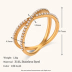 18KT Gold Plated Criss Cross Pearl Ring - Atulya Jewellers