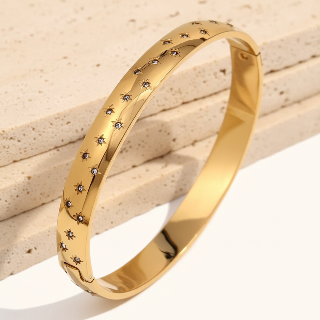 18KT Gold Plated Starburst Nova Bangle
