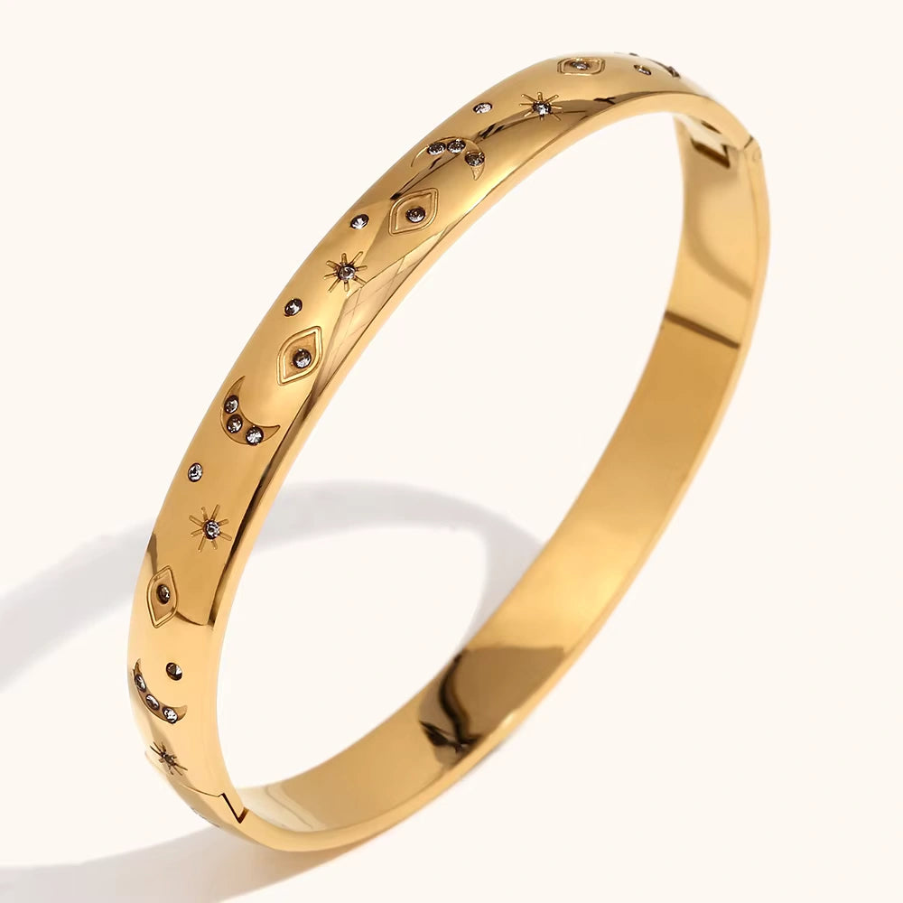 18KT Gold Plated Luna Starburst Bangle - Atulya Jewellers