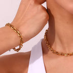 18KT Gold Plated Punky Oval Link Chain Bracelet - Atulya Jewellers