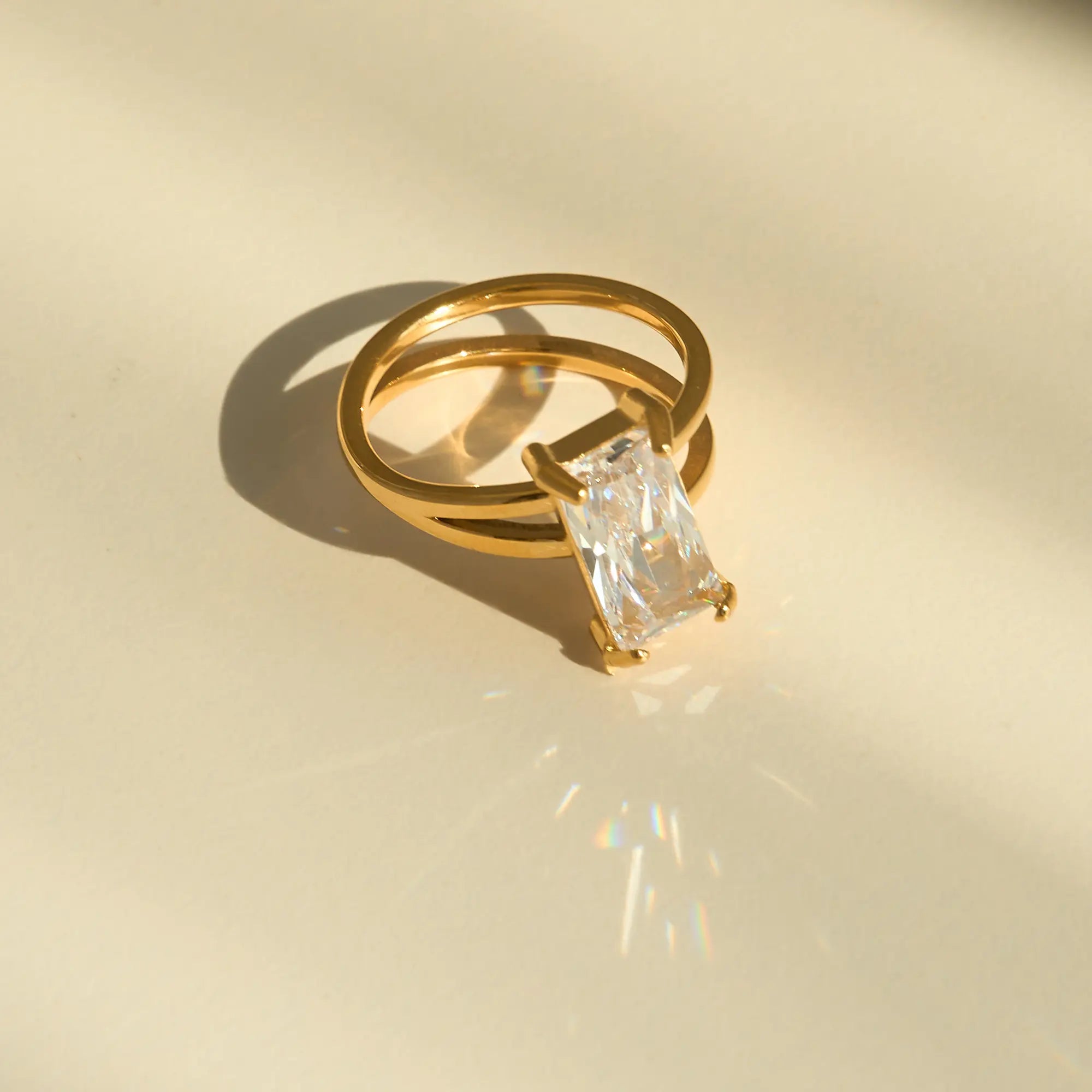 18KT Gold Plated Selena CZ Ring - Atulya Jewellers