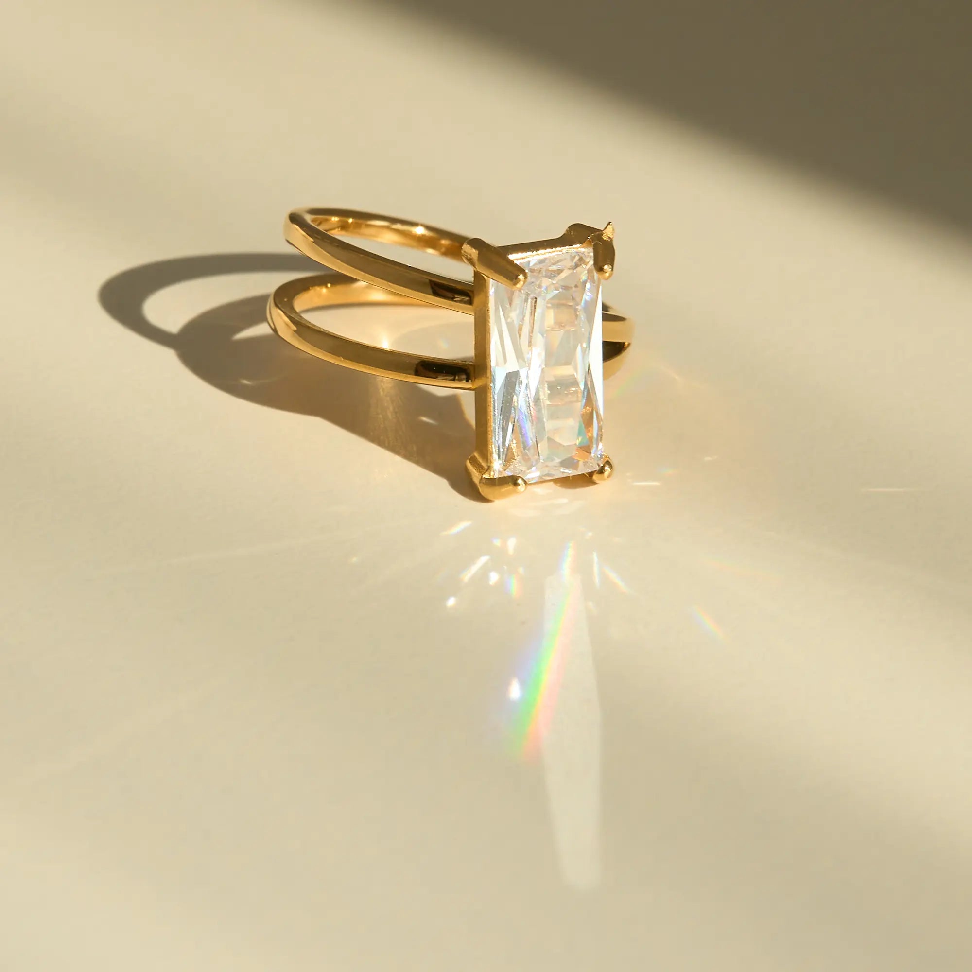 18KT Gold Plated Selena CZ Ring - Atulya Jewellers