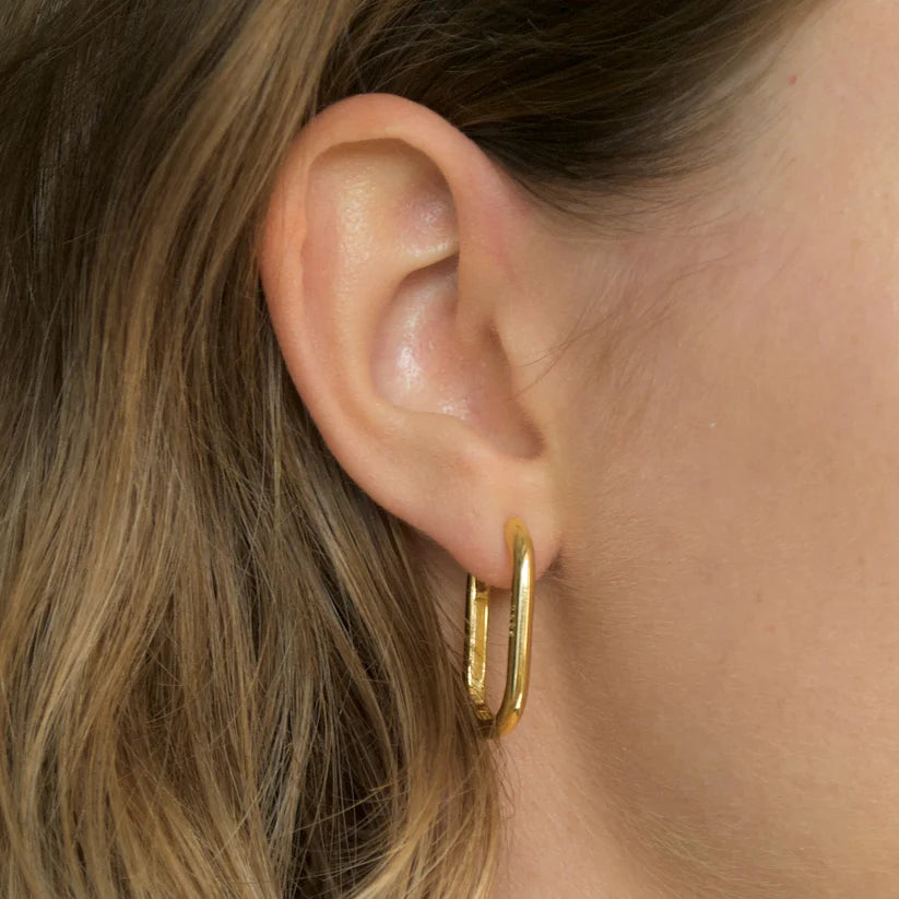 18KT Gold Plated Classic Oval Earrings - Atulya Jewellers