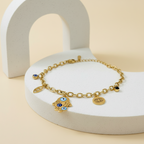 18KT Gold Plated Ojo Evil Eye Charm Bracelet