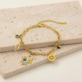 18KT Gold Plated Ojo Evil Eye Charm Bracelet
