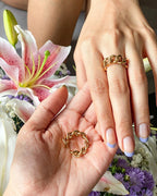 18KT Gold Plated Chunky Chain Ring (Re-sizable) - Atulya Jewellers