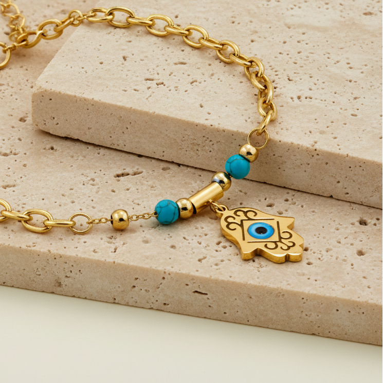 18KT Gold Plated Zyra Evil Eye Charm Bracelet