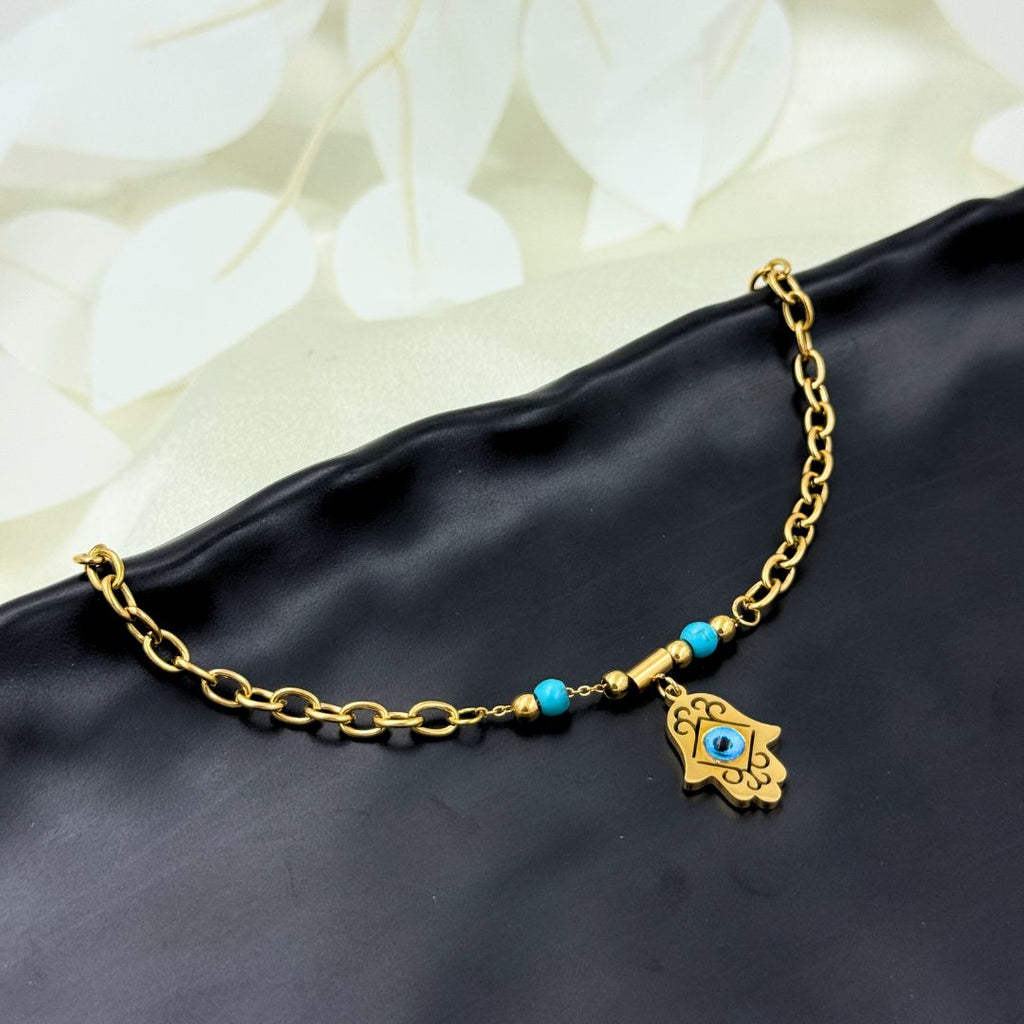 18KT Gold Plated Zyra Evil Eye Charm Bracelet - Atulya Jewellers