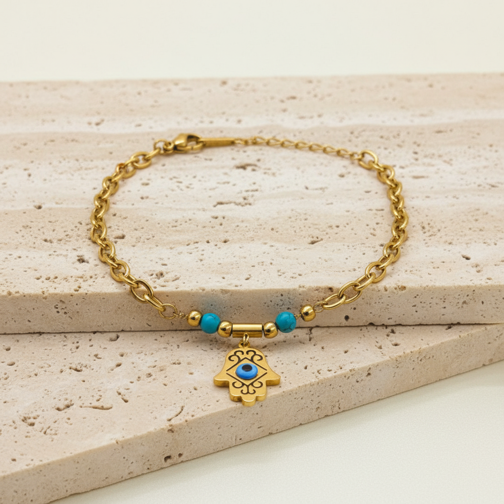 18KT Gold Plated Zyra Evil Eye Charm Bracelet