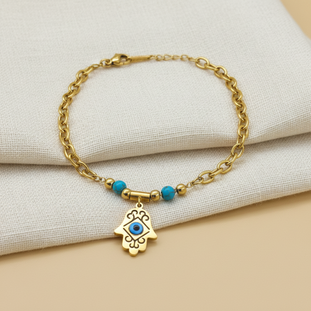 18KT Gold Plated Zyra Evil Eye Charm Bracelet