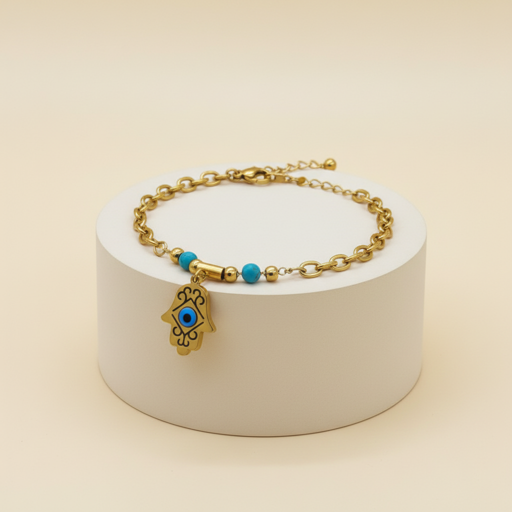 18KT Gold Plated Zyra Evil Eye Charm Bracelet