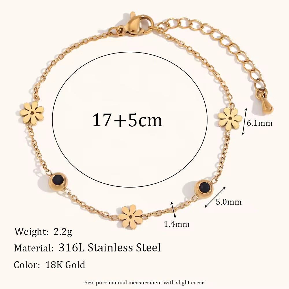 18KT Gold Plated Dainty Daisy Bracelet - Atulya Jewellers