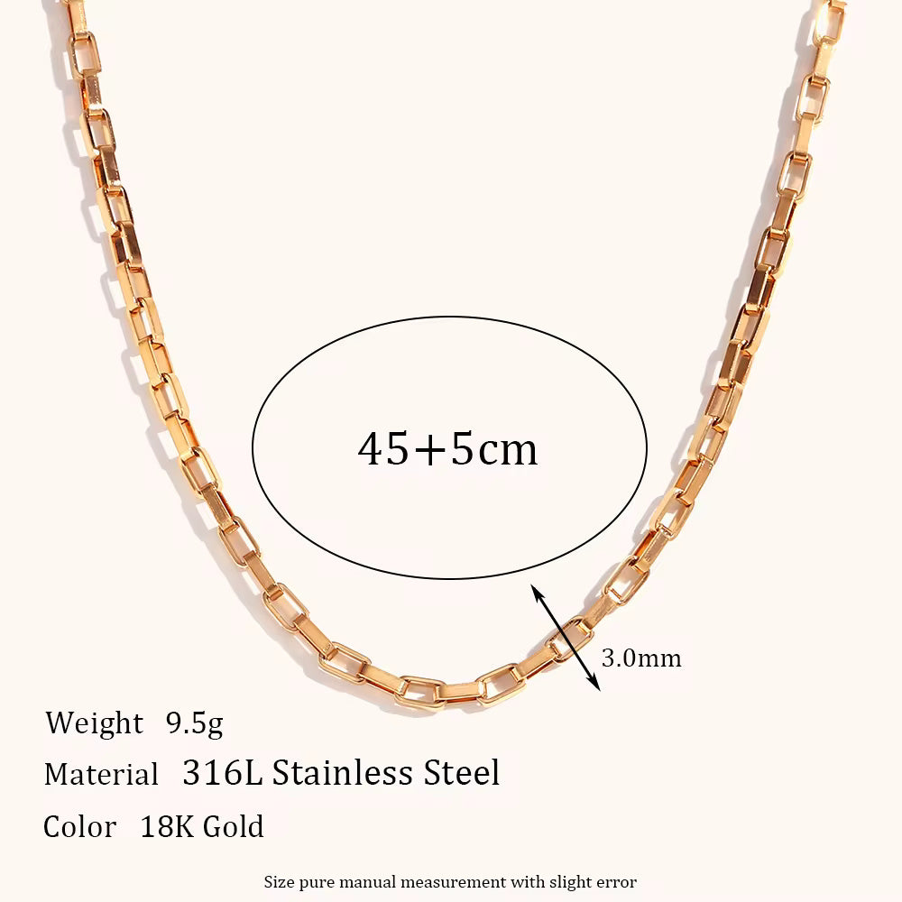 18KT Gold Plated Hollow Box Chain 45cm - Atulya Jewellers