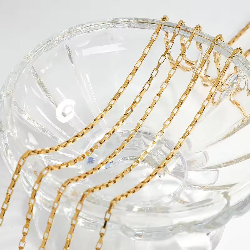 18KT Gold Plated Hollow Box Chain - Atulya Jewellers