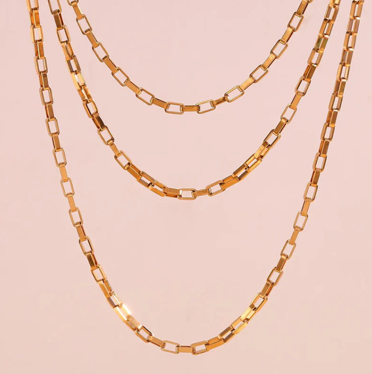 18KT Gold Plated Hollow Box Chain - Atulya Jewellers