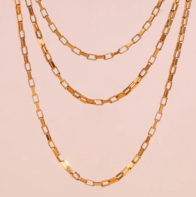 18KT Gold Plated Hollow Box Chain