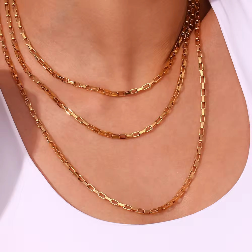18KT Gold Plated Hollow Box Chain - Atulya Jewellers