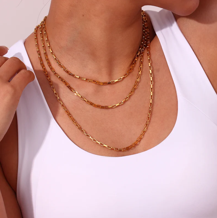 18KT Gold Plated Hollow Box Chain