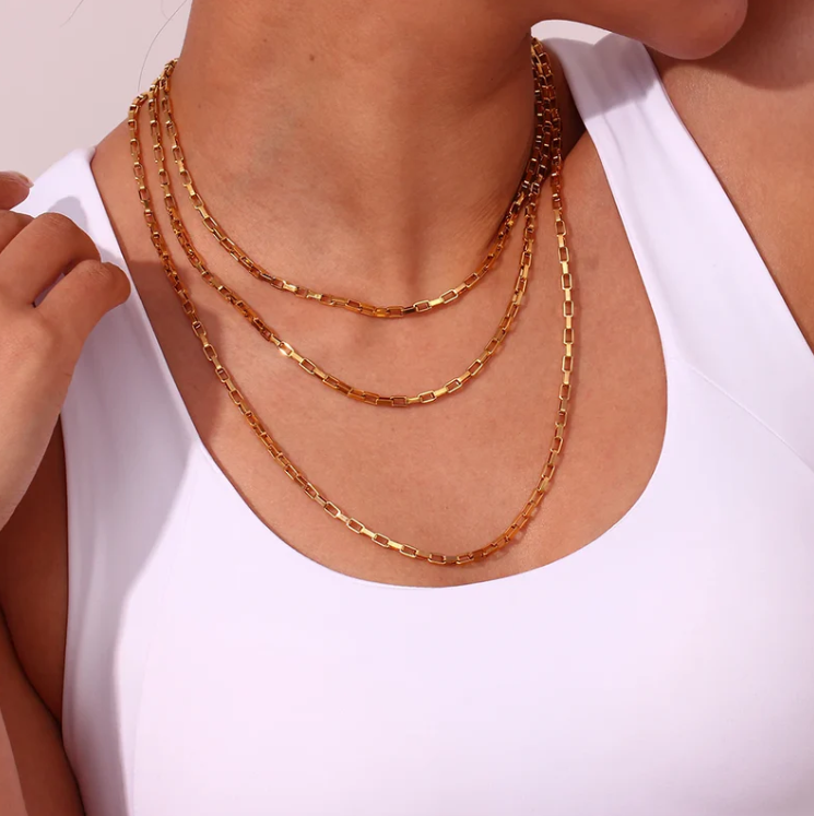 18KT Gold Plated Hollow Box Chain - Atulya Jewellers