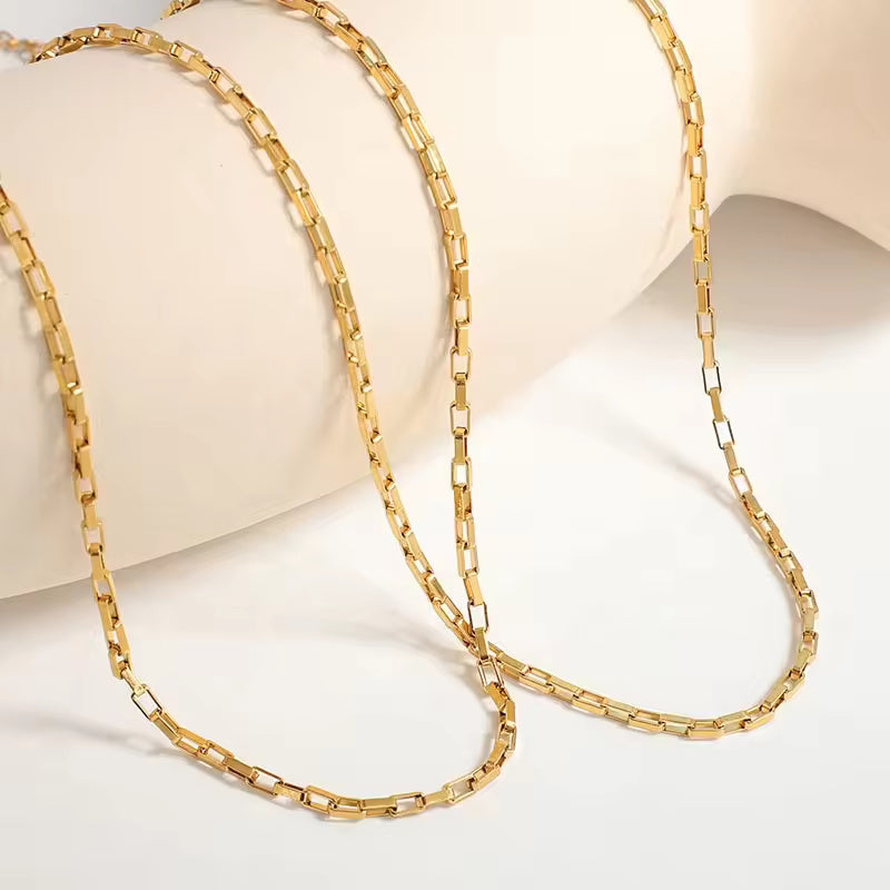 18KT Gold Plated Hollow Box Chain - Atulya Jewellers
