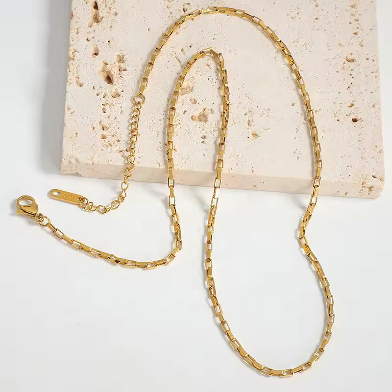 18KT Gold Plated Hollow Box Chain - Atulya Jewellers
