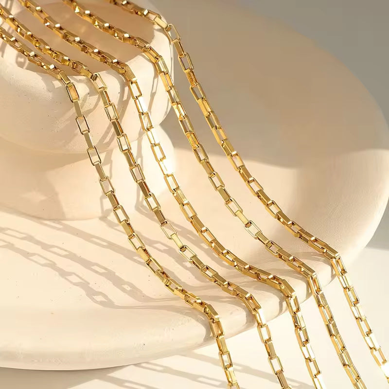 18KT Gold Plated Hollow Box Chain - Atulya Jewellers