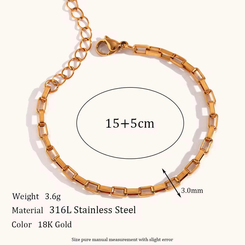 18KT Gold Plated Hollow Box Chain Bracelet