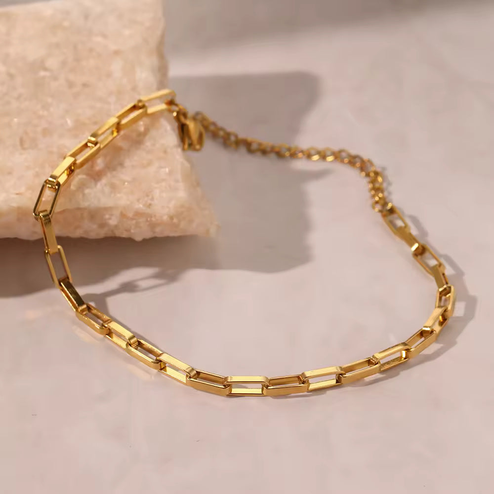 18KT Gold Plated Hollow Box Chain Bracelet