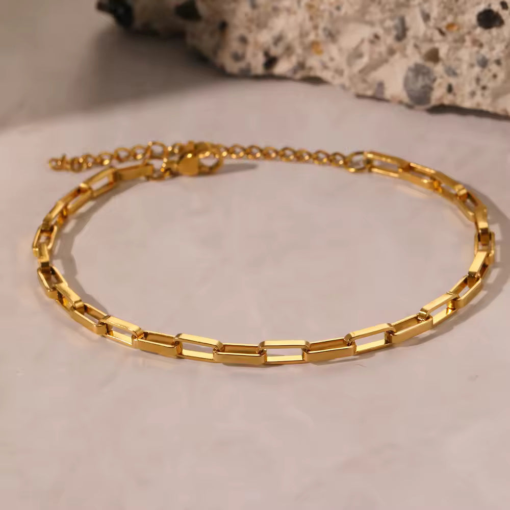 18KT Gold Plated Hollow Box Chain Bracelet