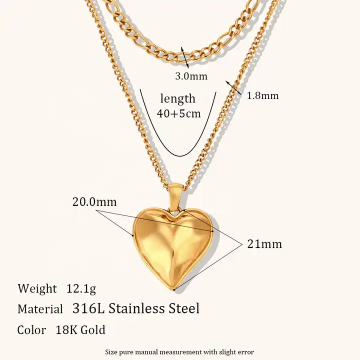 18KT Gold Plated Heart Layered Necklace - Atulya Jewellers