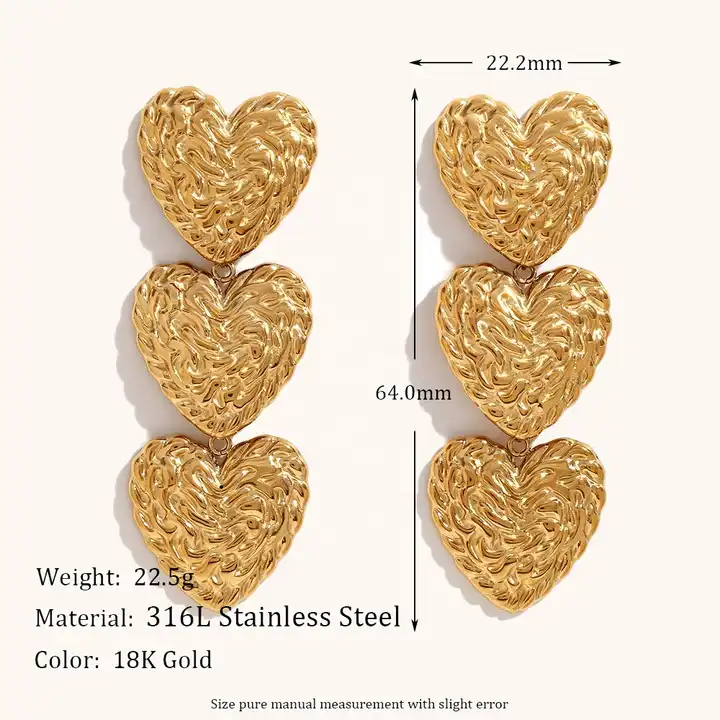 18KT Gold Plated Velvet Heart Dangle Earrings