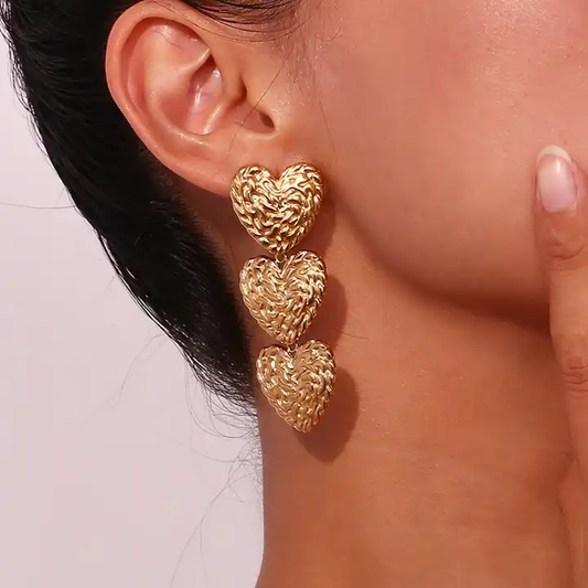 18KT Gold Plated Velvet Heart Dangle Earrings