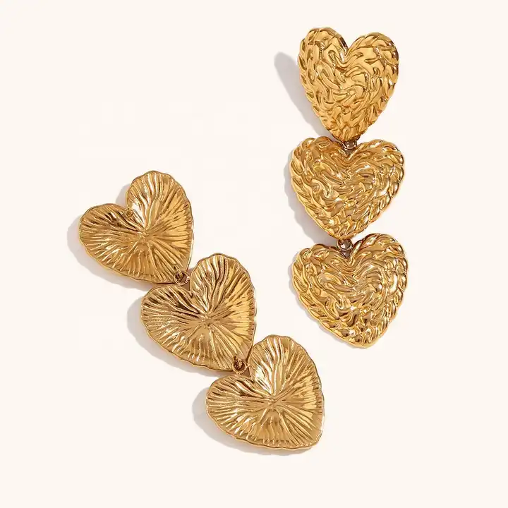 18KT Gold Plated Velvet Heart Dangle Earrings