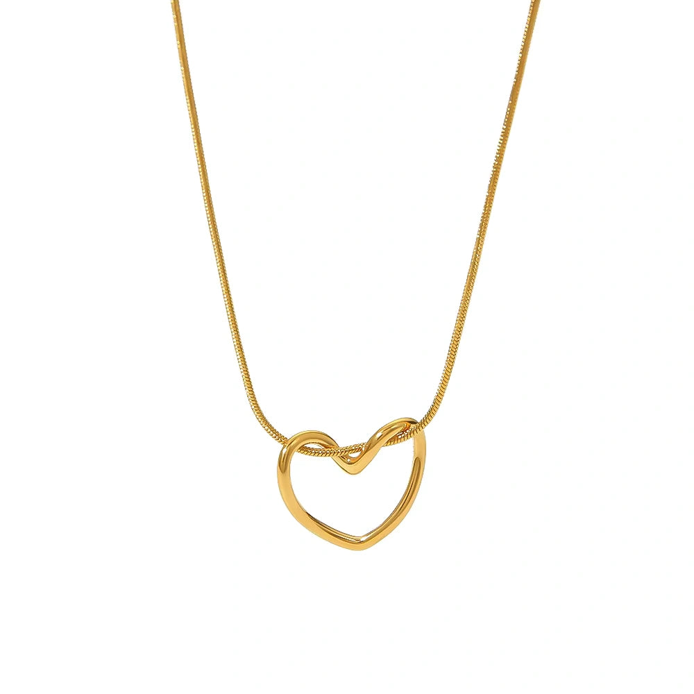 18KT Gold Plated Heart Loop Necklace - Atulya Jewellers
