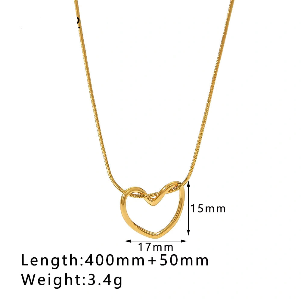 18KT Gold Plated Heart Loop Necklace - Atulya Jewellers