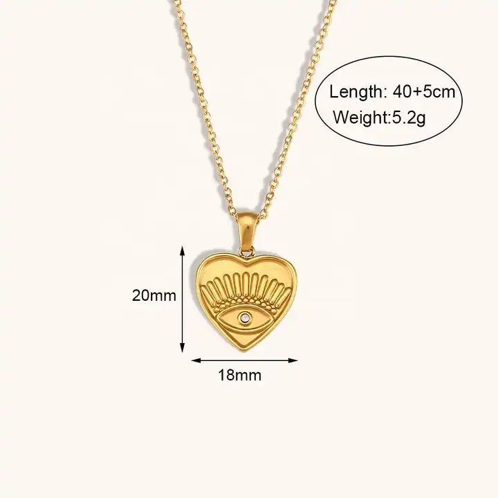 18KT Gold Plated Heart Eye Pendant Necklace - Atulya Jewellers