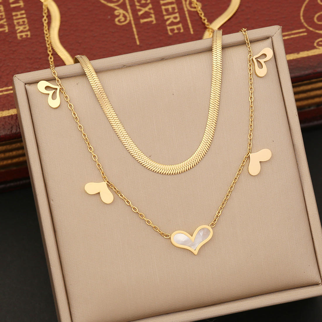 18KT Gold Plated Heart Silk Layered Necklace - Atulya Jewellers