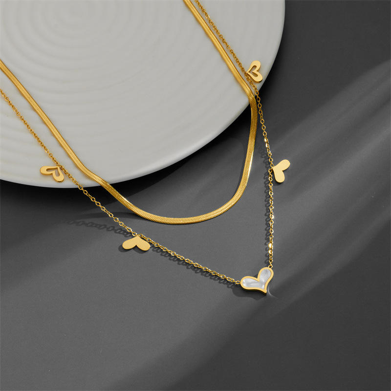 18KT Gold Plated Heart Silk Layered Necklace - Atulya Jewellers