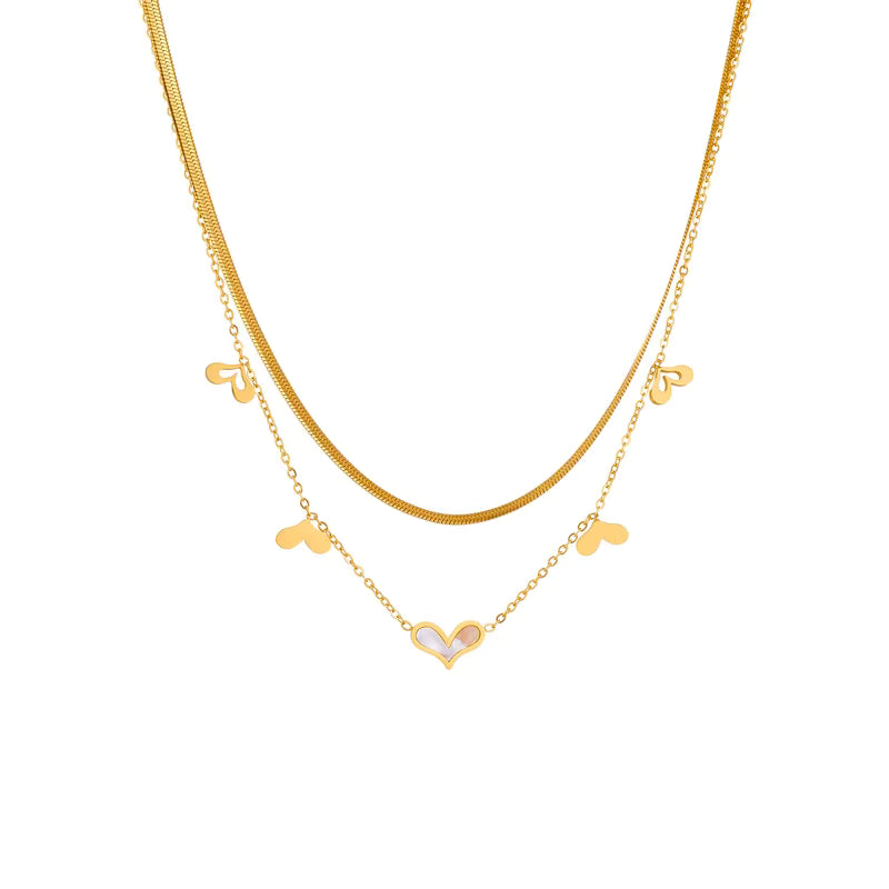 18KT Gold Plated Heart Silk Layered Necklace - Atulya Jewellers