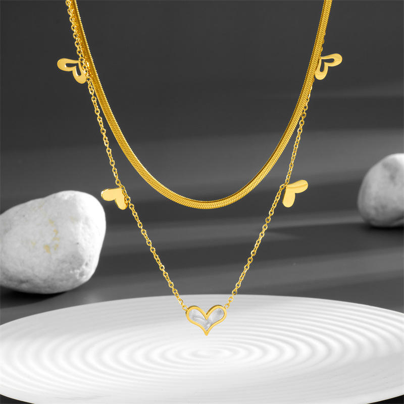 18KT Gold Plated Heart Silk Layered Necklace - Atulya Jewellers