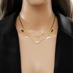 18KT Gold Plated Heart Silk Layered Necklace - Atulya Jewellers