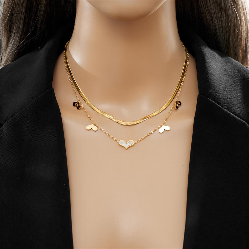 18KT Gold Plated Heart Silk Layered Necklace - Atulya Jewellers