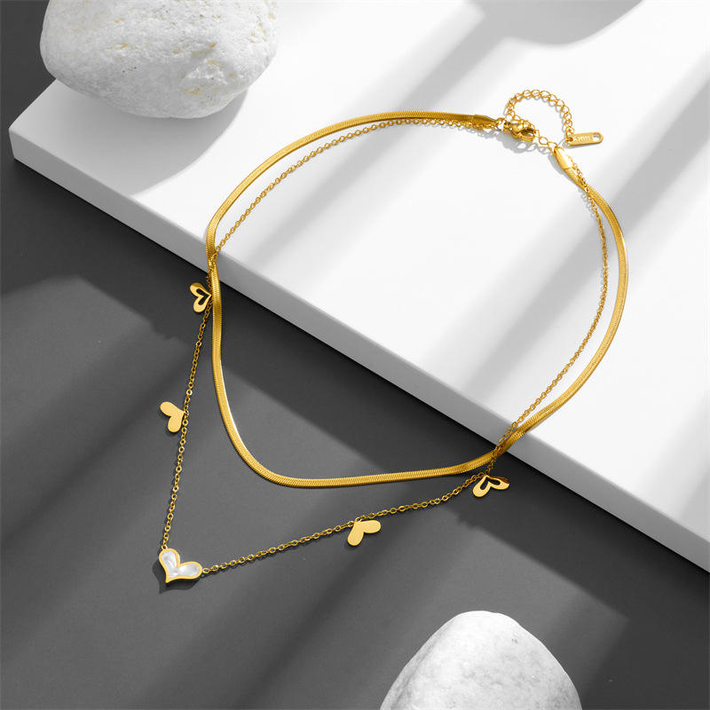 18KT Gold Plated Heart Silk Layered Necklace - Atulya Jewellers